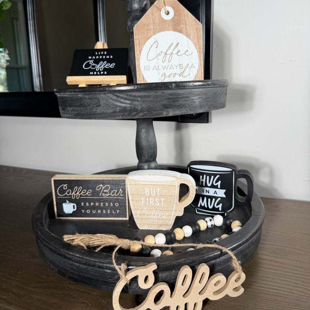 Farmhouse Coffee Bar Decor – 7 Piece Tray Bundle (Tray Not Included)